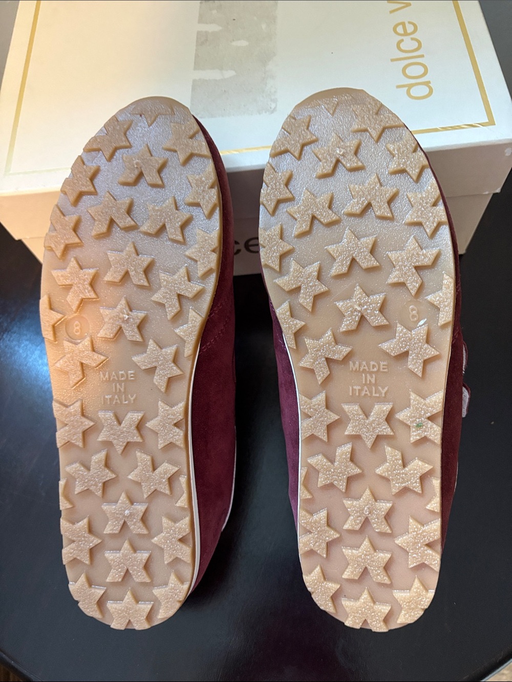 NW BOX - Dolce Vita Burgundy & Cream Suede Velcro Sneakers - Size 8 fit like 7.5 - Picture 6 of 7
